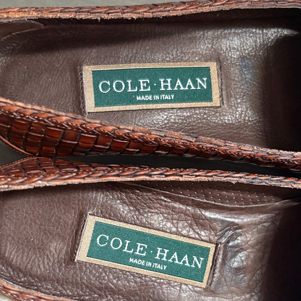Cole Haan Tan Woven Leather Loafers - Picture 9 of 9